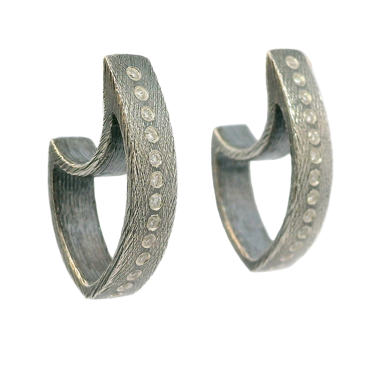 Celine Silver Diamond Hoops
