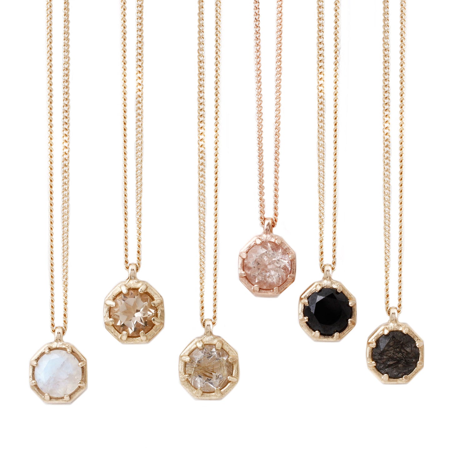 Rainbow Moonstone Octagon Necklace