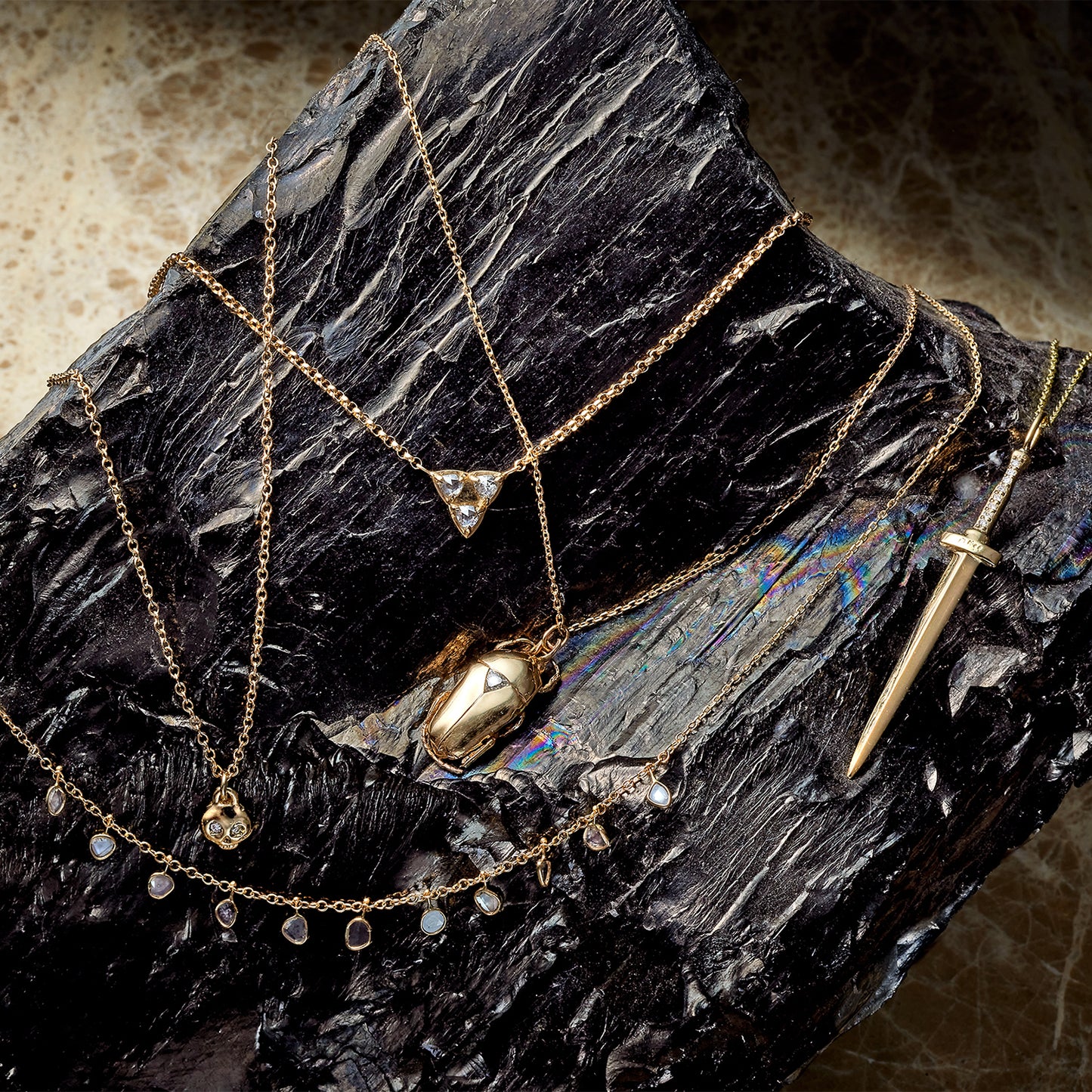 Three Triangle Diamond Necklace