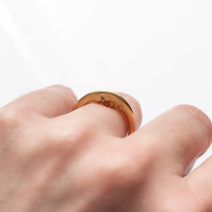 Gold Crescent Moonface Ring