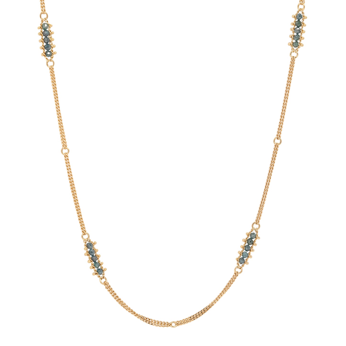 Blue Diamond Textile Station Necklace