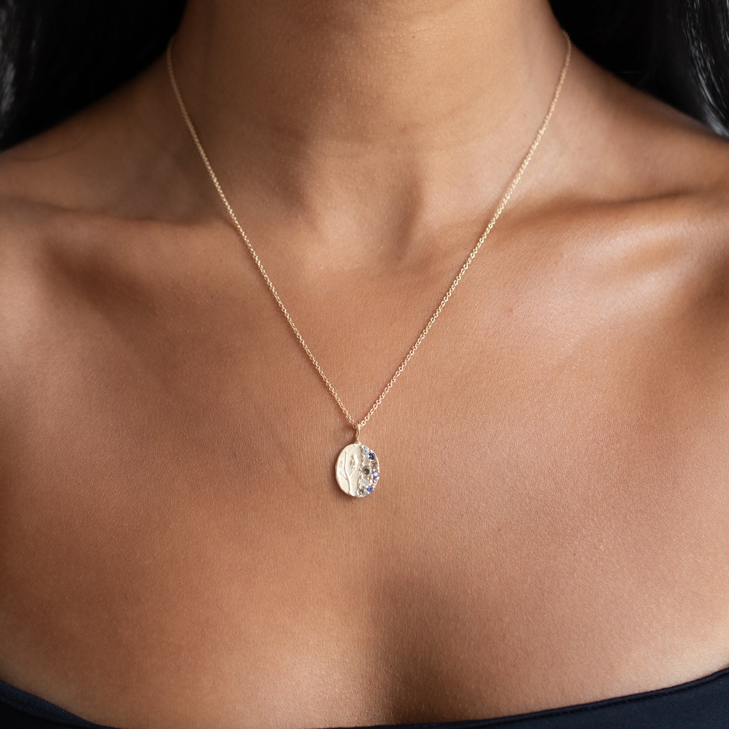 Sapphire & Diamond Owl Necklace