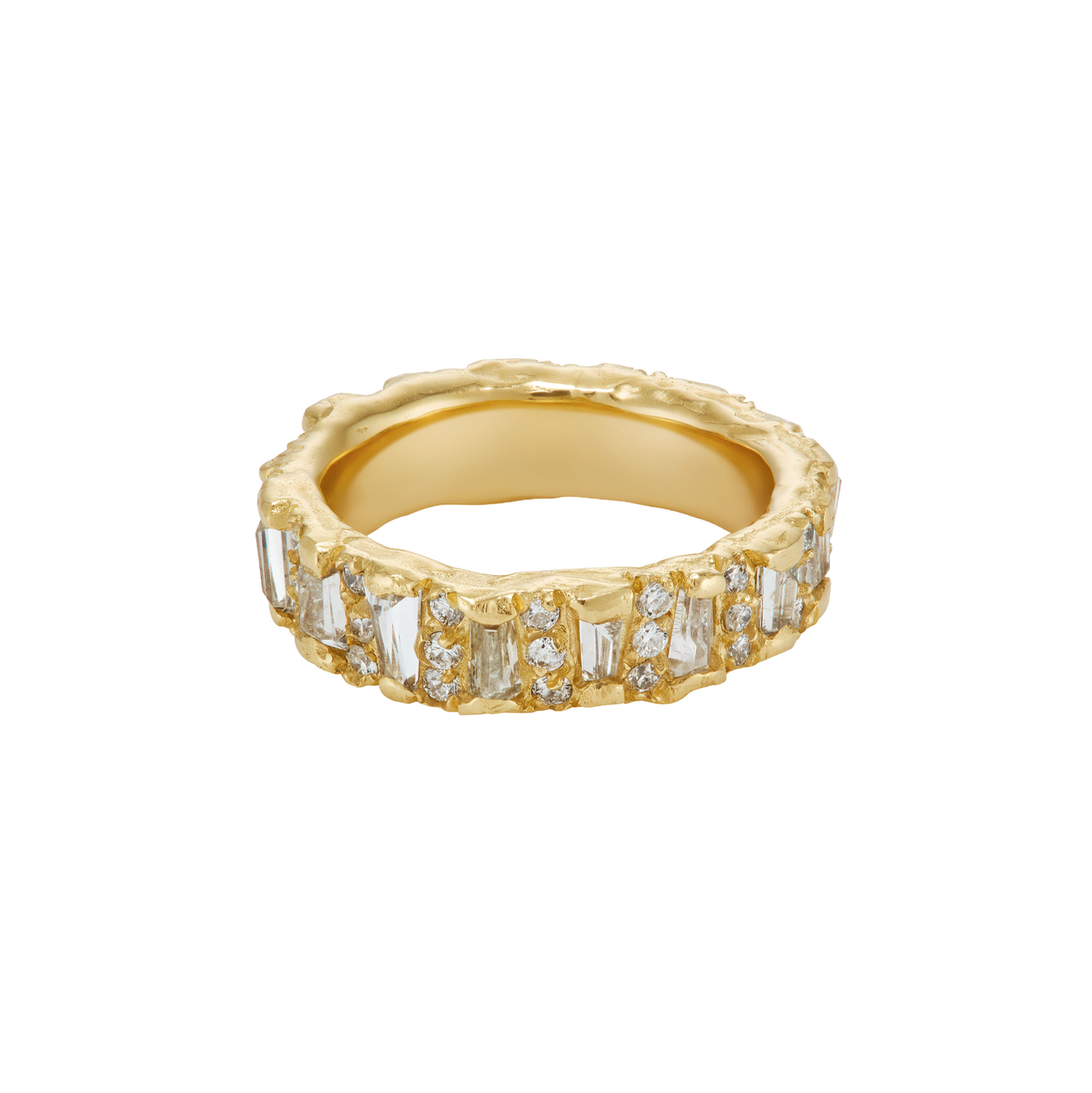 Ellis Mhairi Cameron - Gold ring with diamond accents on a white background