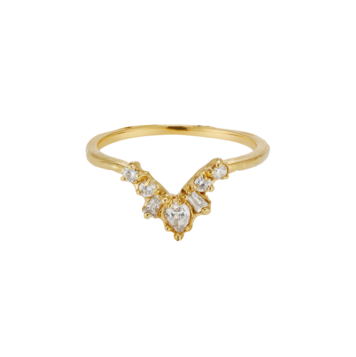 Ellis Mhairi Cameron - Gold ring with diamond accents on a white background