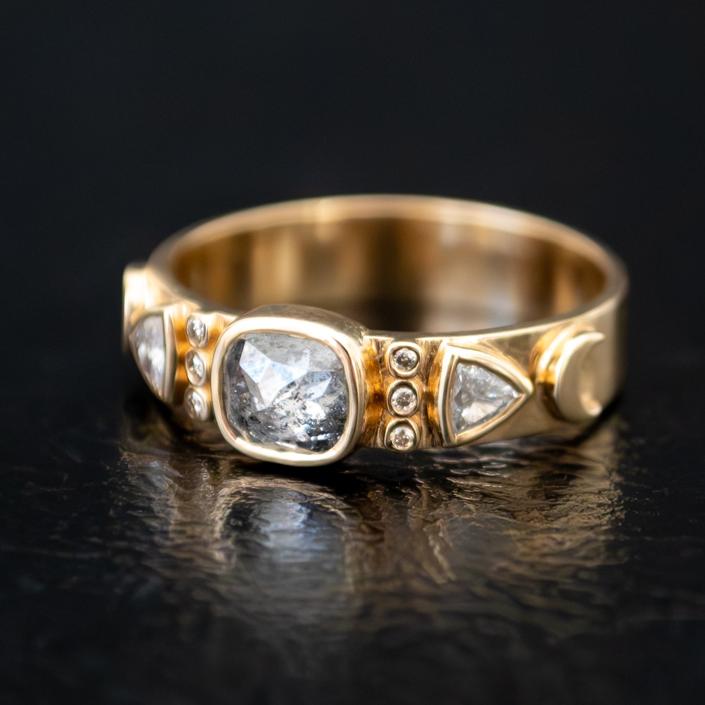 Gray & White Diamond Totem Ring