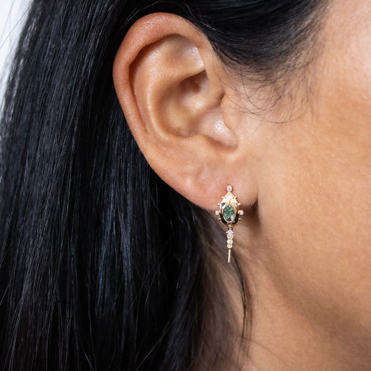 Tourmaline Eye & Diamonds Dotted Hoops