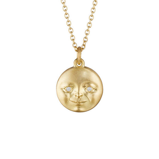 Medium Moonface Pendant with Diamonds
