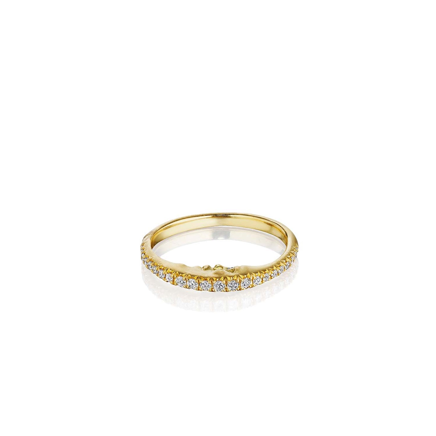 Cut Down Diamond Pavé Crescent Moonface Ring