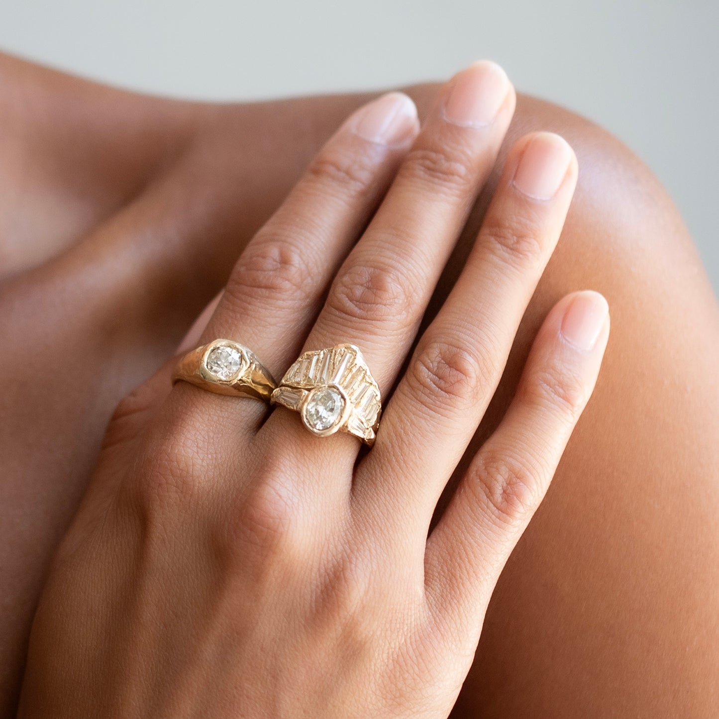 Armach Lemon Three Stone Diamond Organic Ring