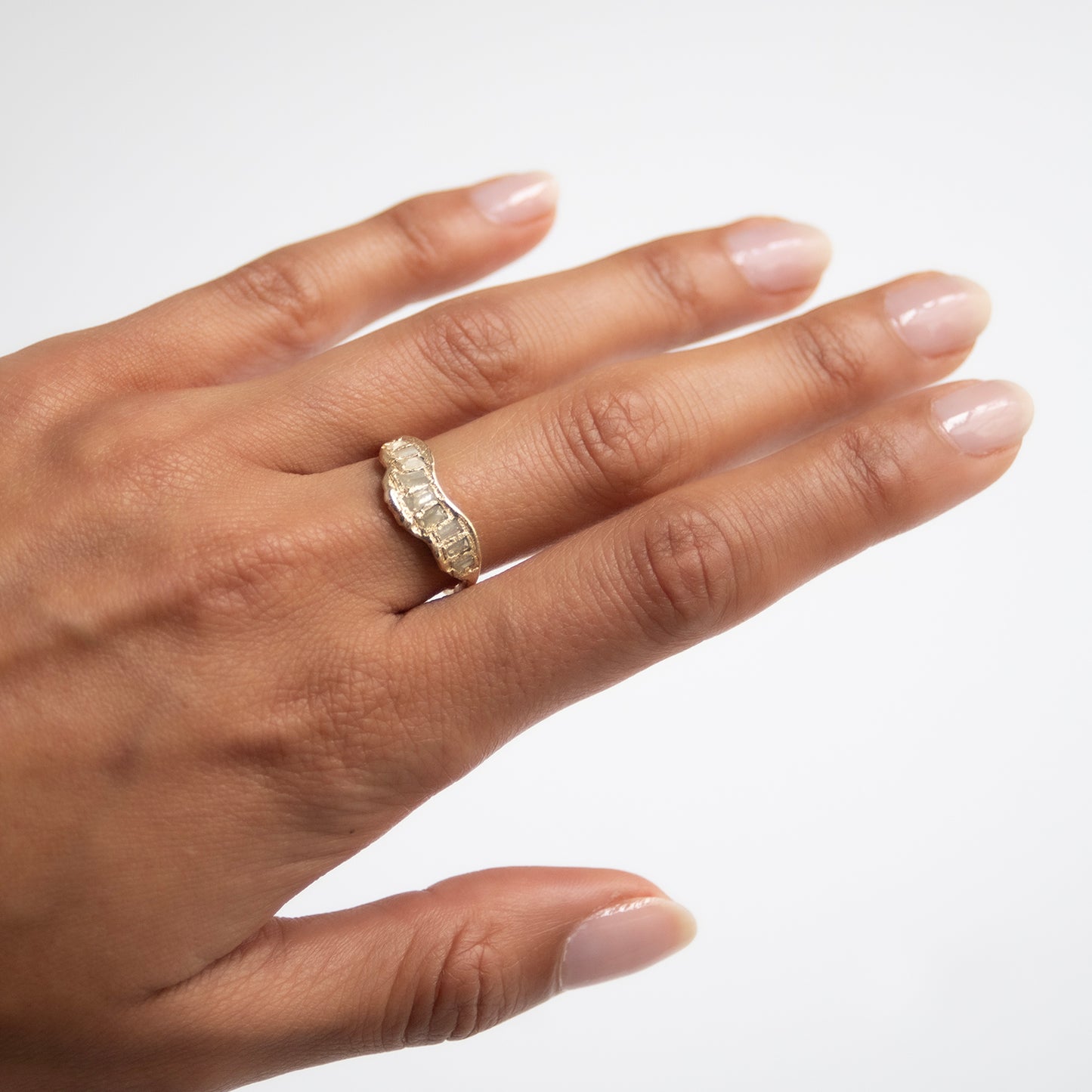 LXI Gray Diamond V Shape Scatter Ring