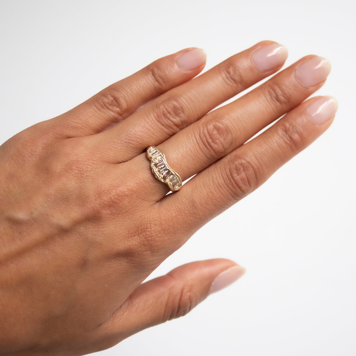 LXI Orange Diamond V Shape Scatter Ring