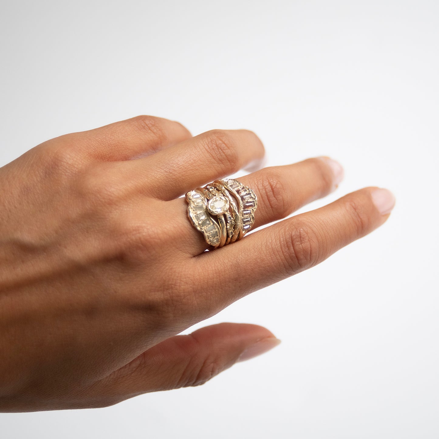 LXI Orange Diamond V Shape Scatter Ring