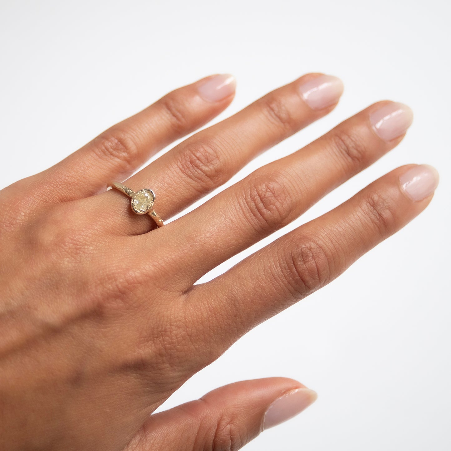 Oval Lemon Diamond Organic Ring