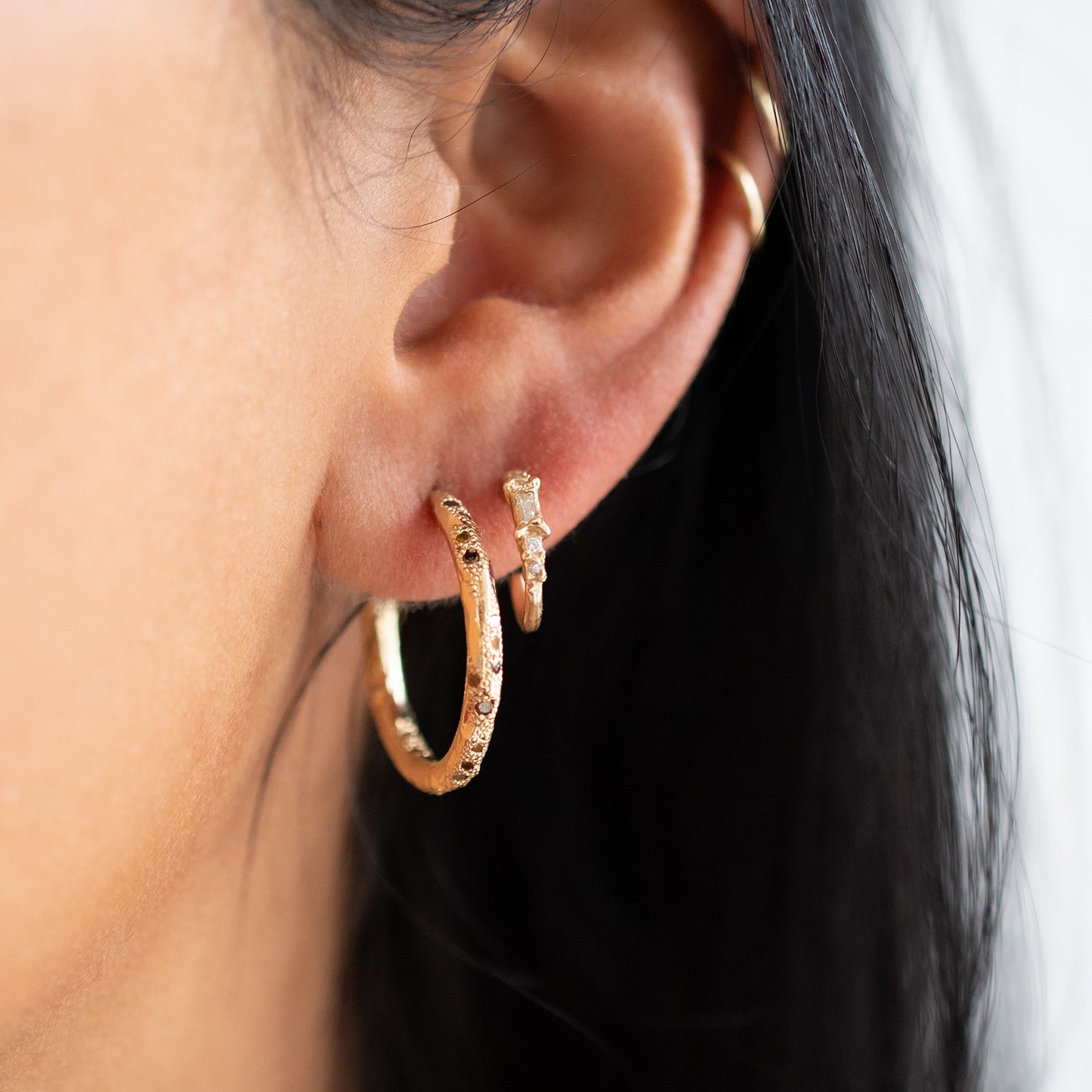 X Mixed Diamond Hoops