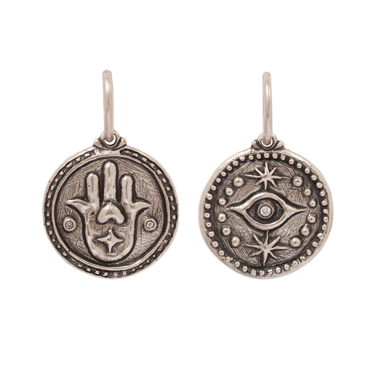 Evil Eye & Hamsa Silver Charm