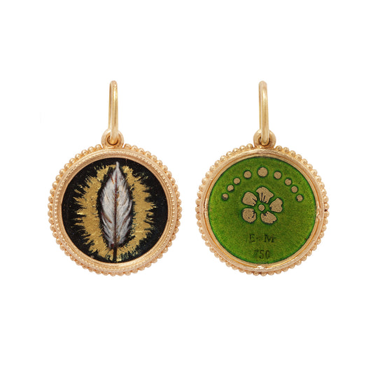 Gold Foil Enamel Feather Charm