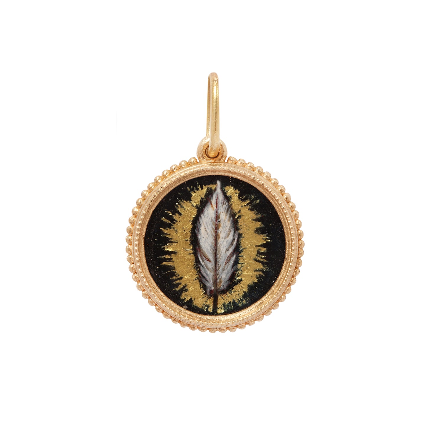Gold Foil Enamel Feather Charm