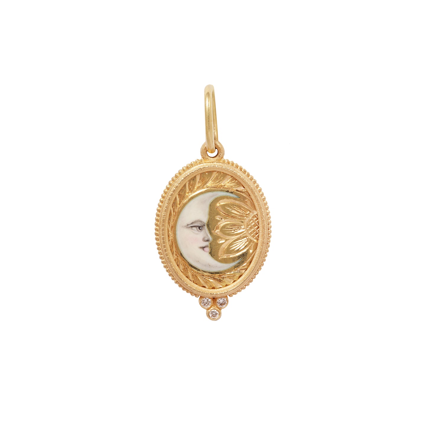 Enameled Moon & Diamond Charm