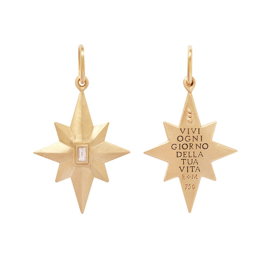 Medium Diamond North Star Satin Charm