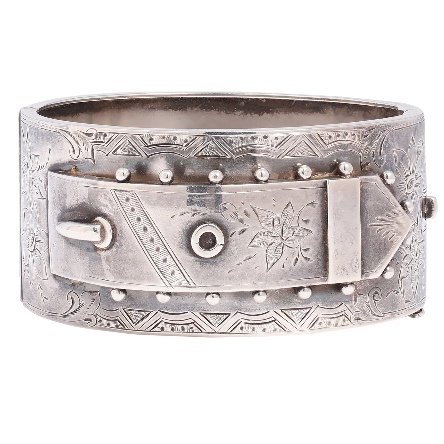 Silver Dot Buckle Bangle