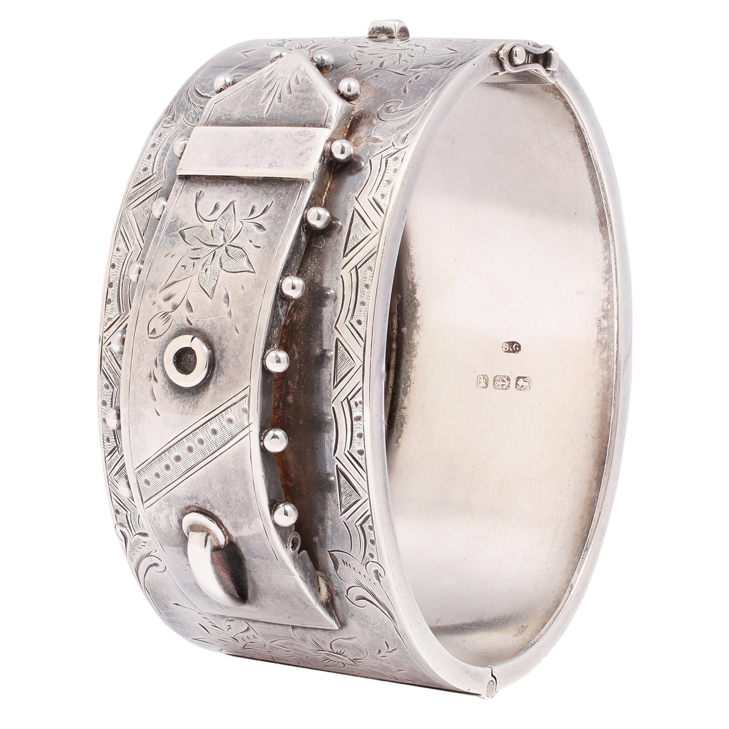 Silver Dot Buckle Bangle