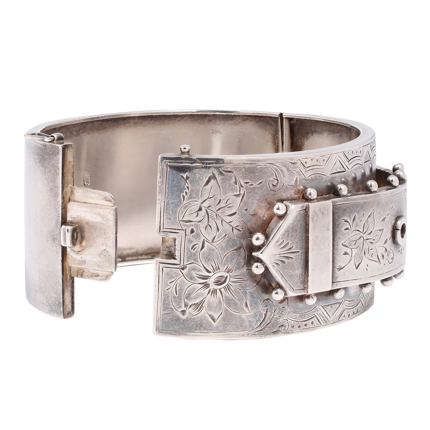 Silver Dot Buckle Bangle