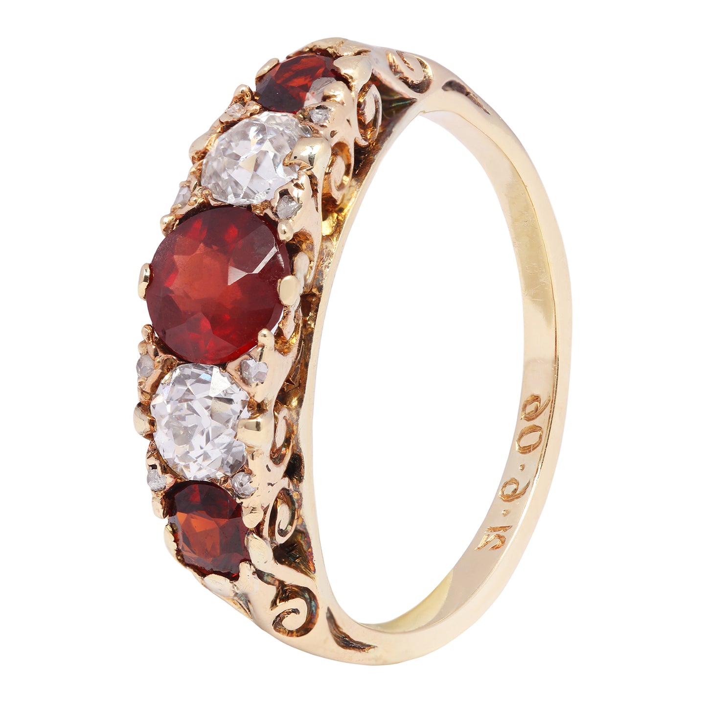 Antique Garnet & Diamond Half Hoop Ring