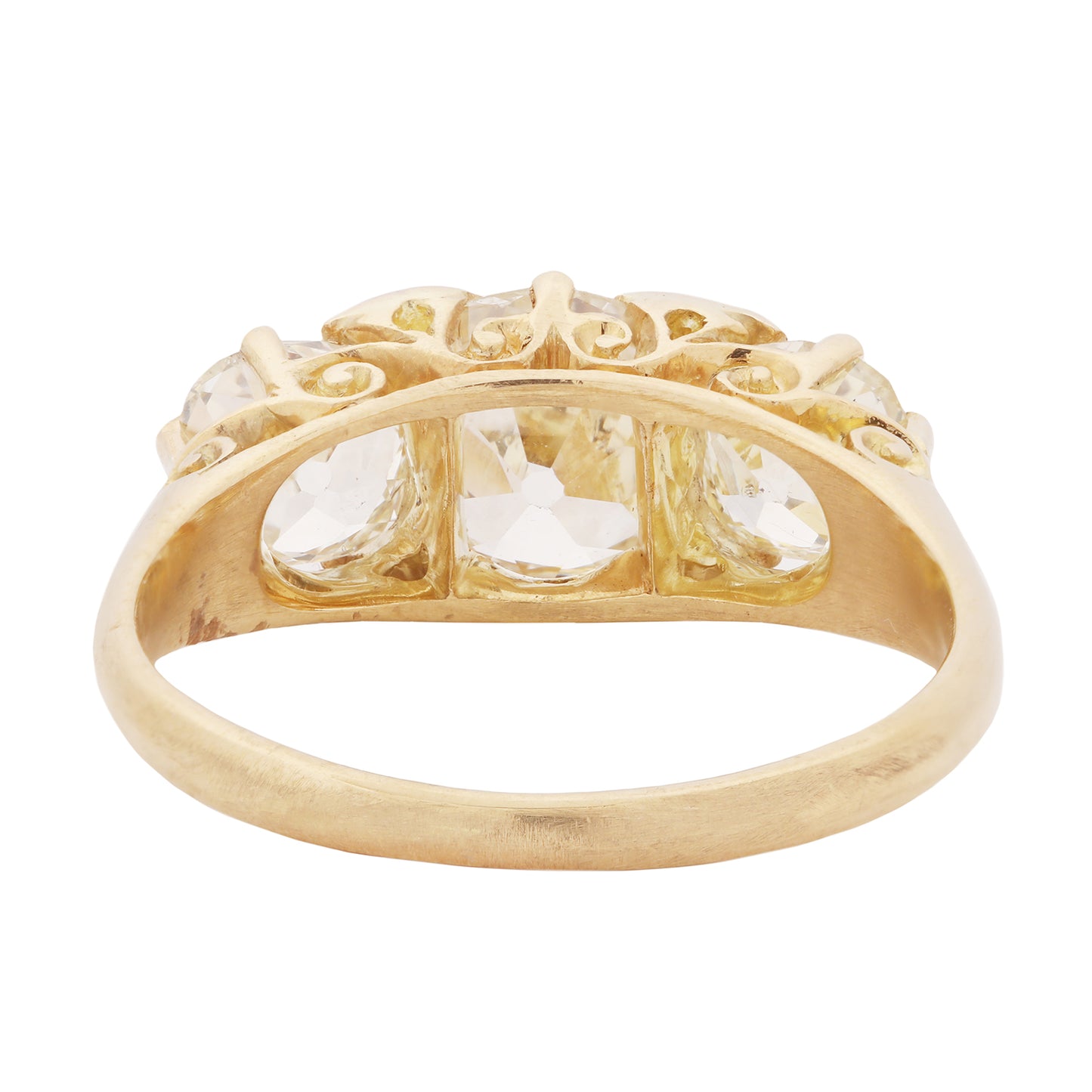 Victorian Crown Diamond Half Hoop Ring