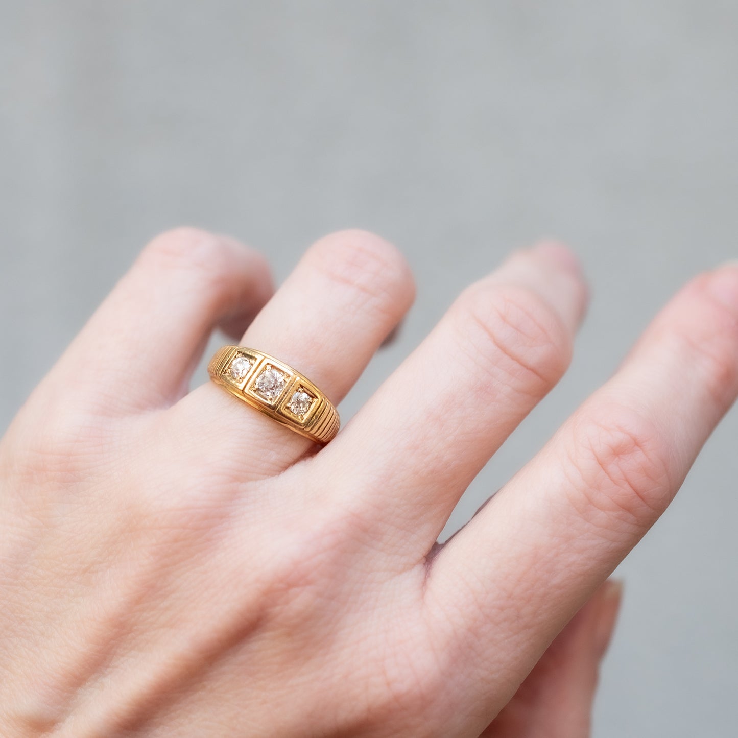 Linear Diamond Antique Ring