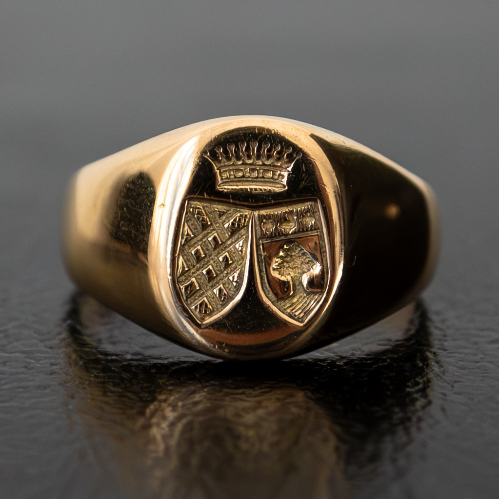 Double Shield Signet Ring