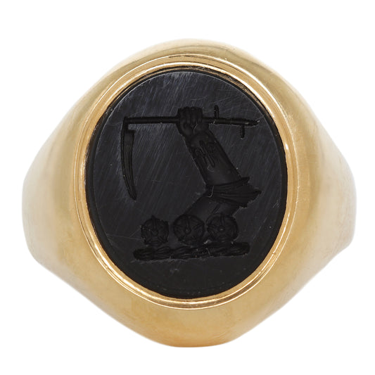 Crested Agate Signet Ring
