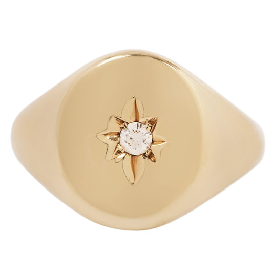 Star Diamond Signet Ring