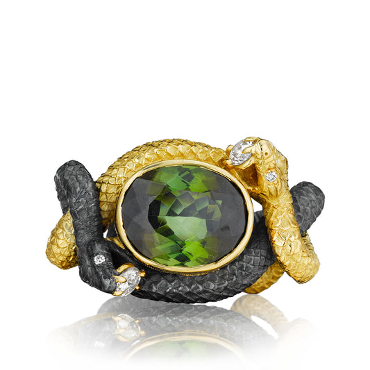 Anthony Lent - Snake and Tourmaline ring