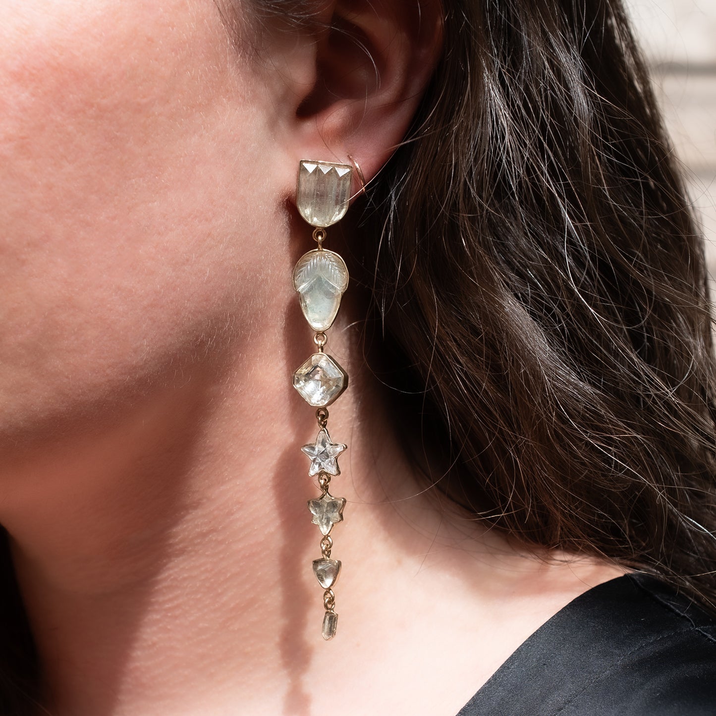 Star Seven Charm Drop Earrings