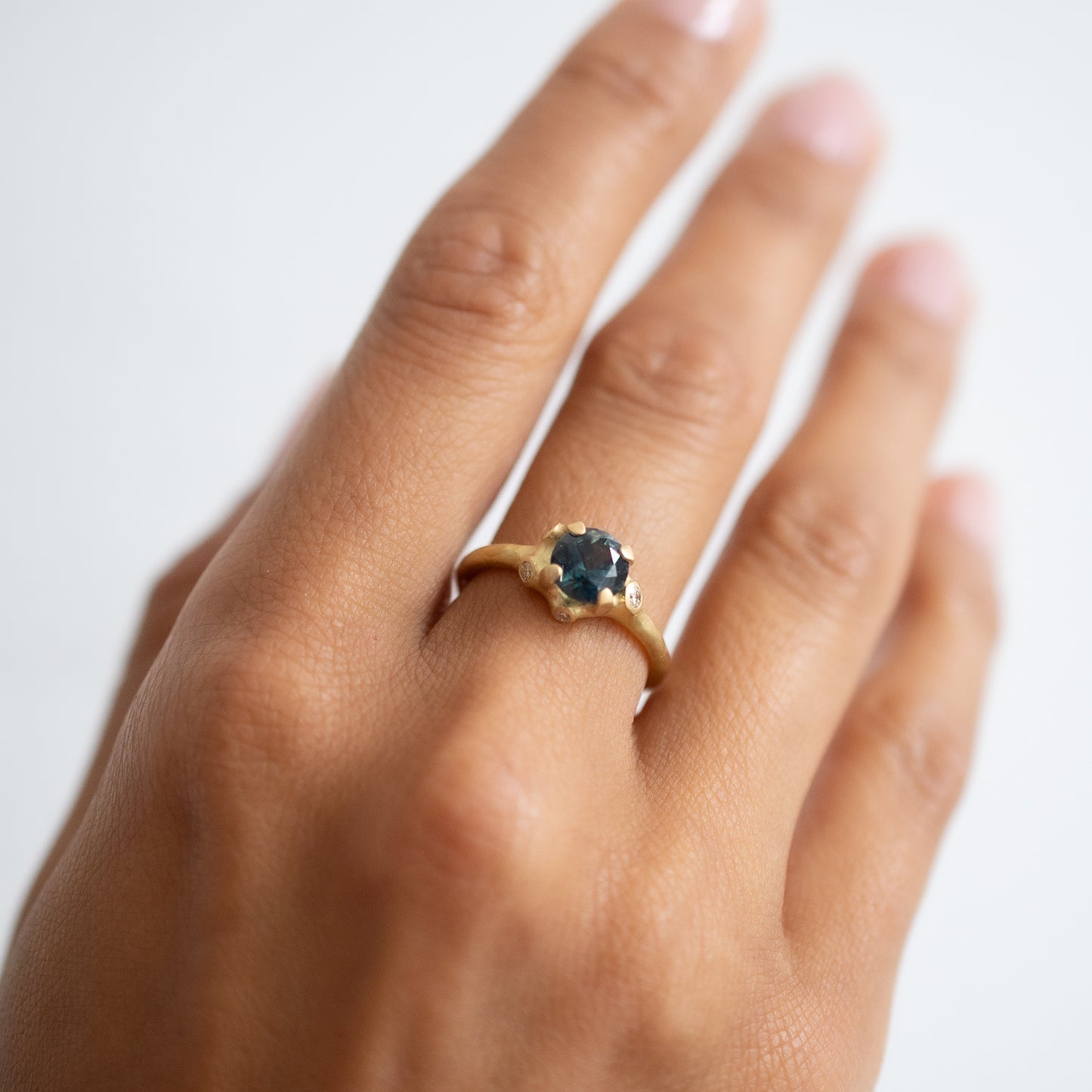 Sea Green Sapphire Cluster Ring