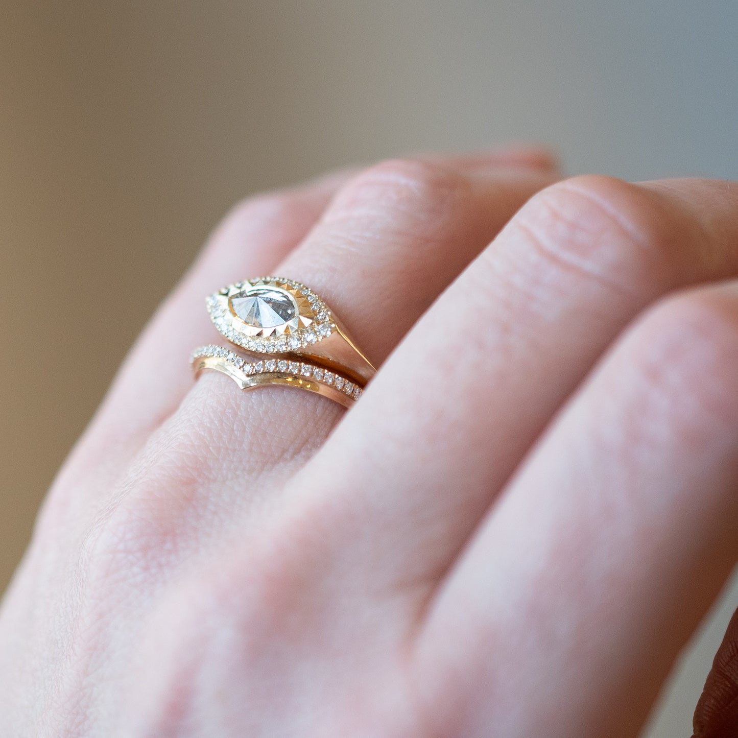 White Diamond Stepped Nesting Band