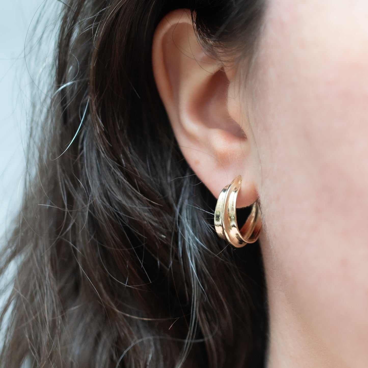 Mini Gold Sahara Ridge Hoop Earrings