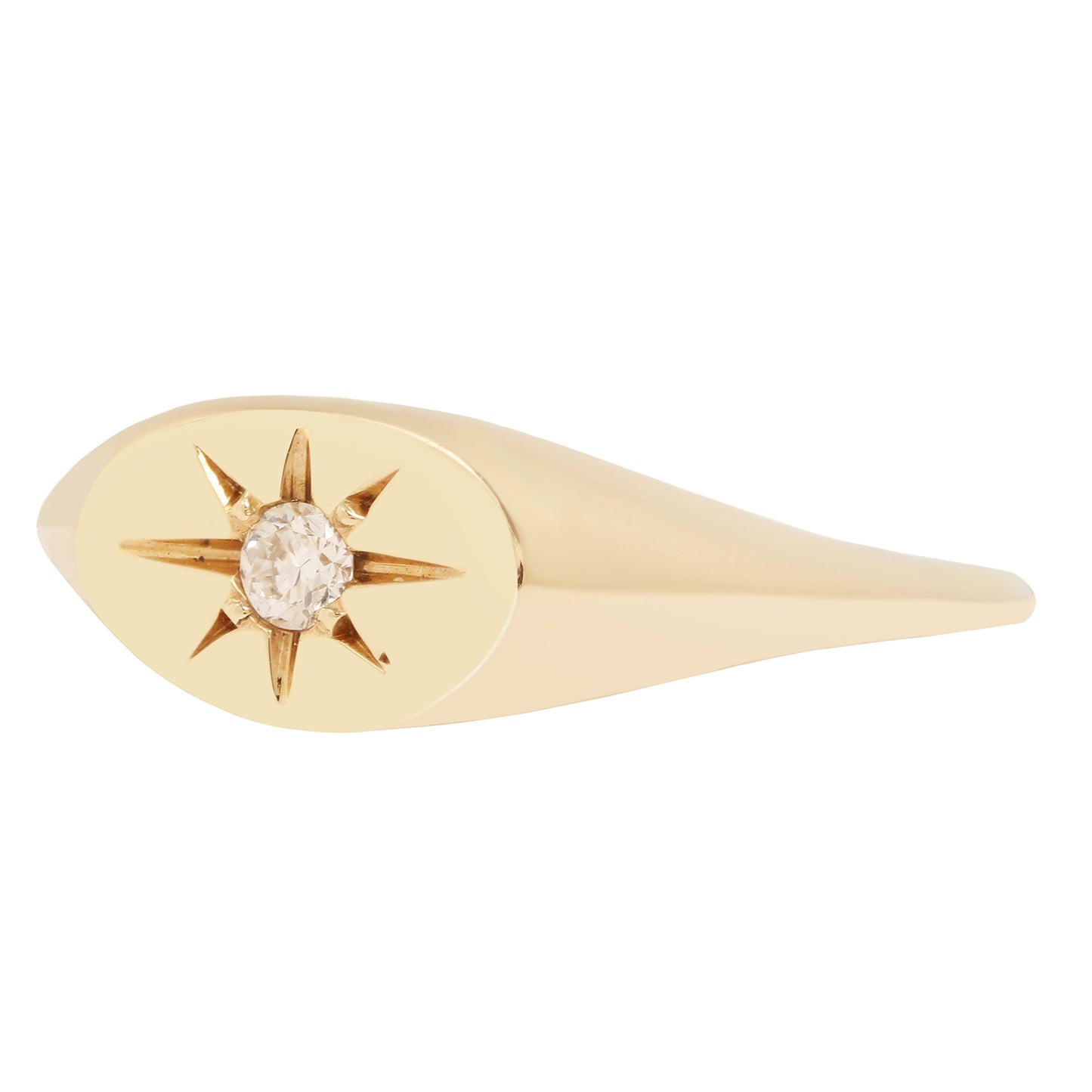 ladha - Gold ring with a diamond set in a starburst design on a white background
