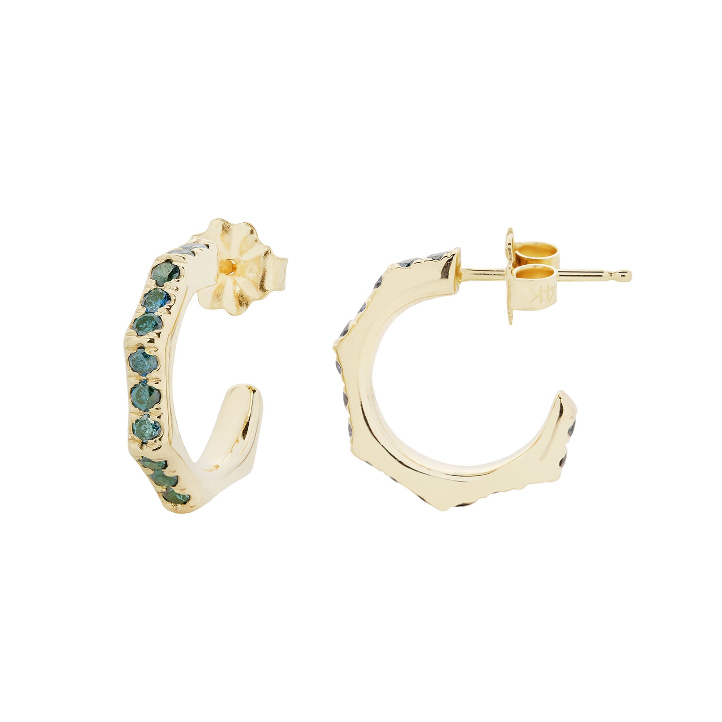 Teal Diamond Geometric Hoops