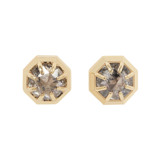 Misty Gray Diamond Octagon Studs