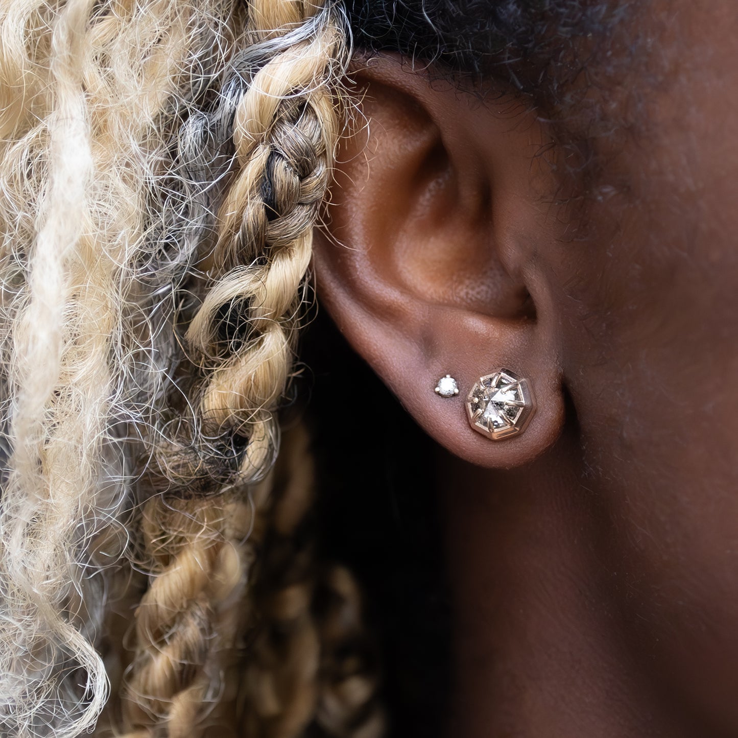 Speckled Diamond Octagon Studs