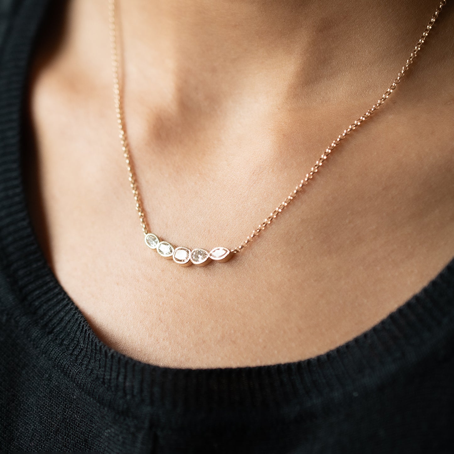 Champagne Diamond Pebble Necklace