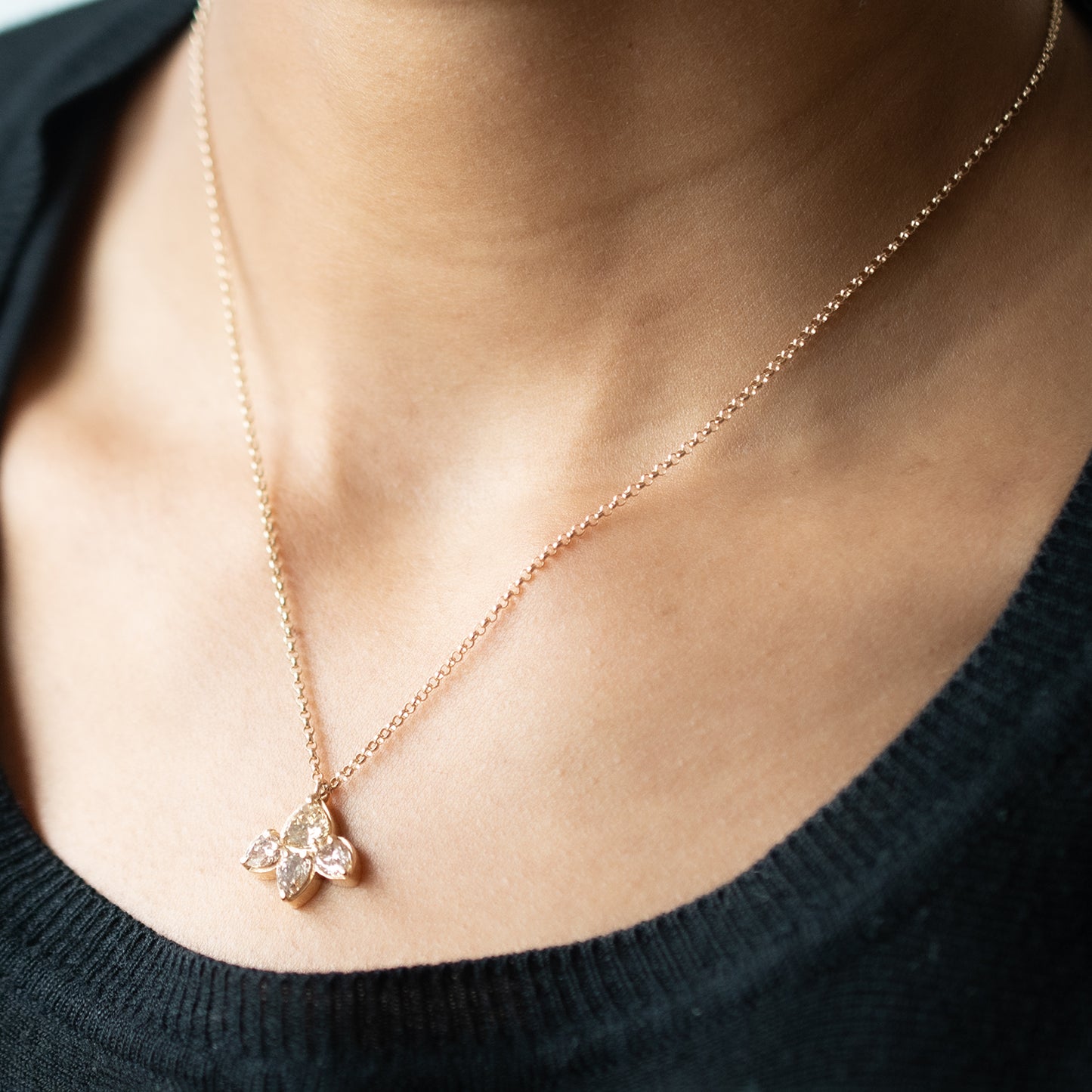 Champagne Diamond Lotus Necklace