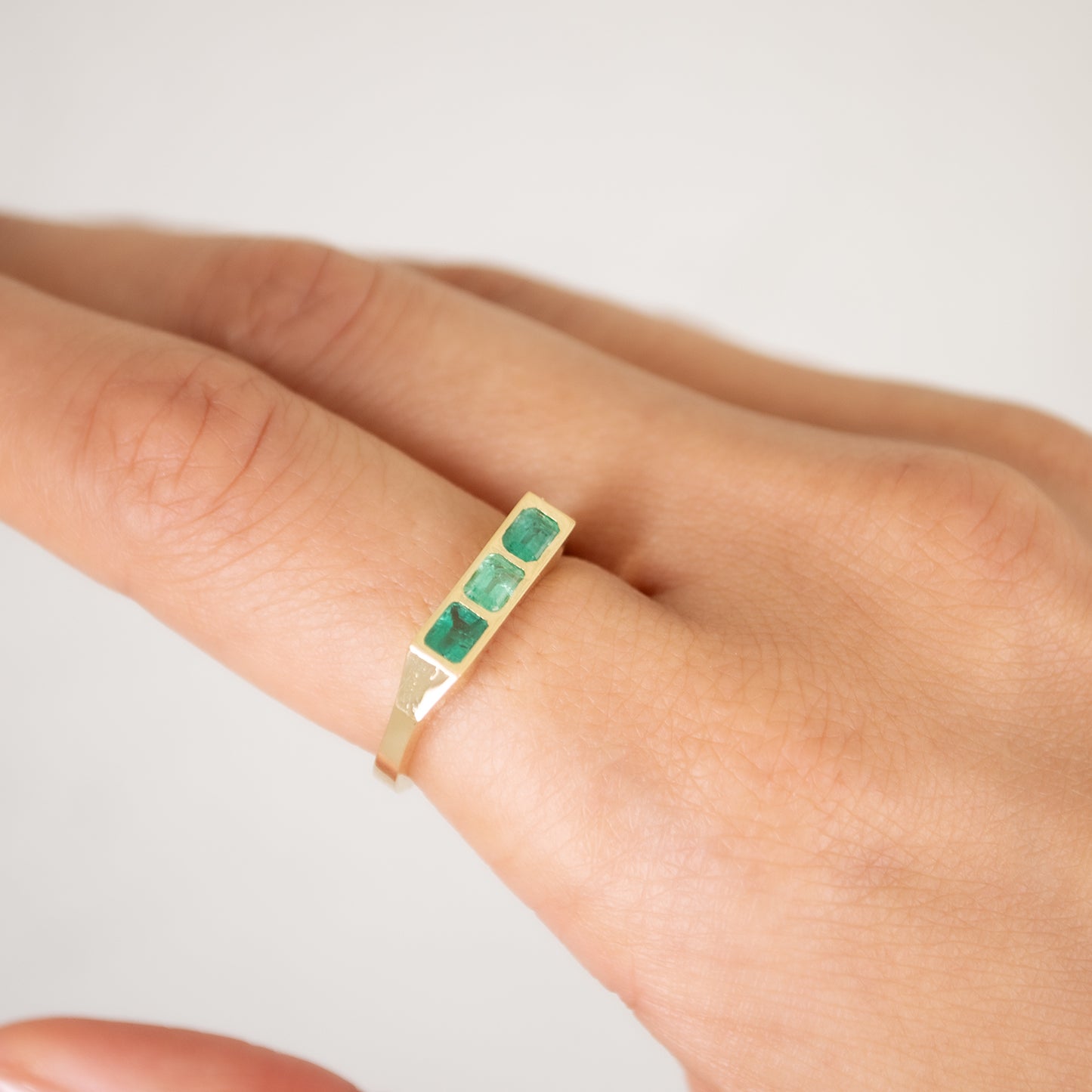 Emerald Guardian Bar Ring