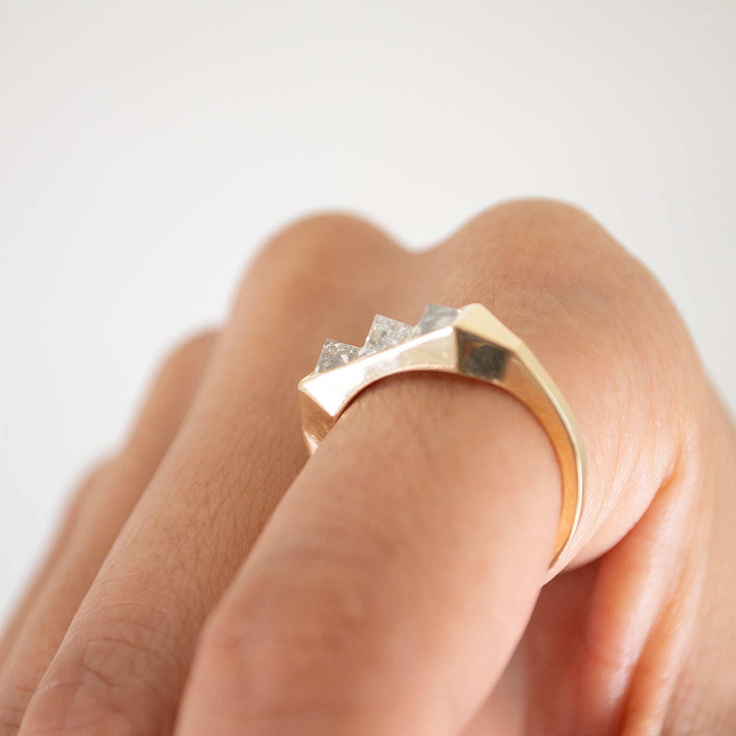 White Pyramid Guardian Bar Ring