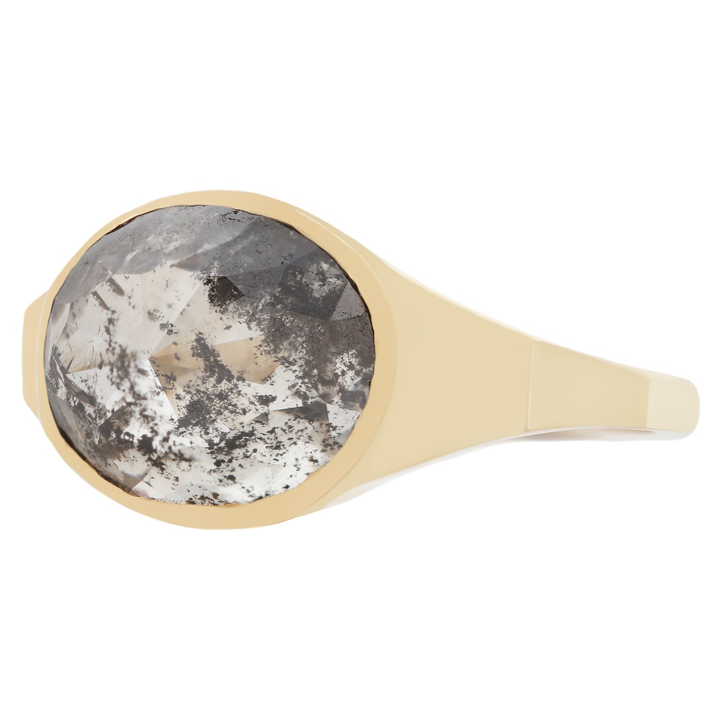 Speckled Diamond Oval Signet Ring