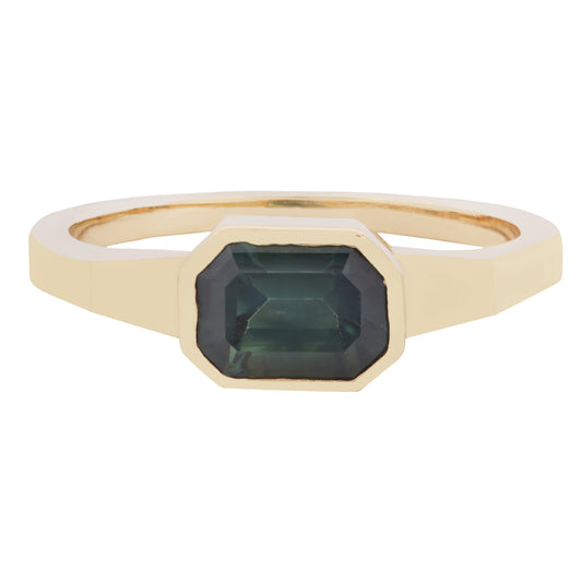 Deep Lagoon Sapphire Deco Ring