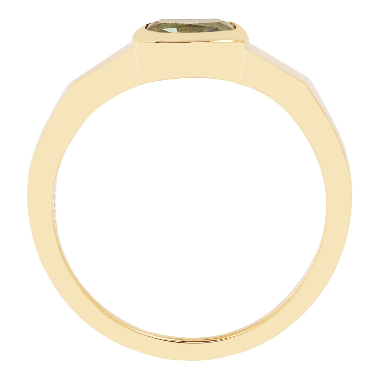 Lauren Wolf - Gold ring with a green gemstone on a white background