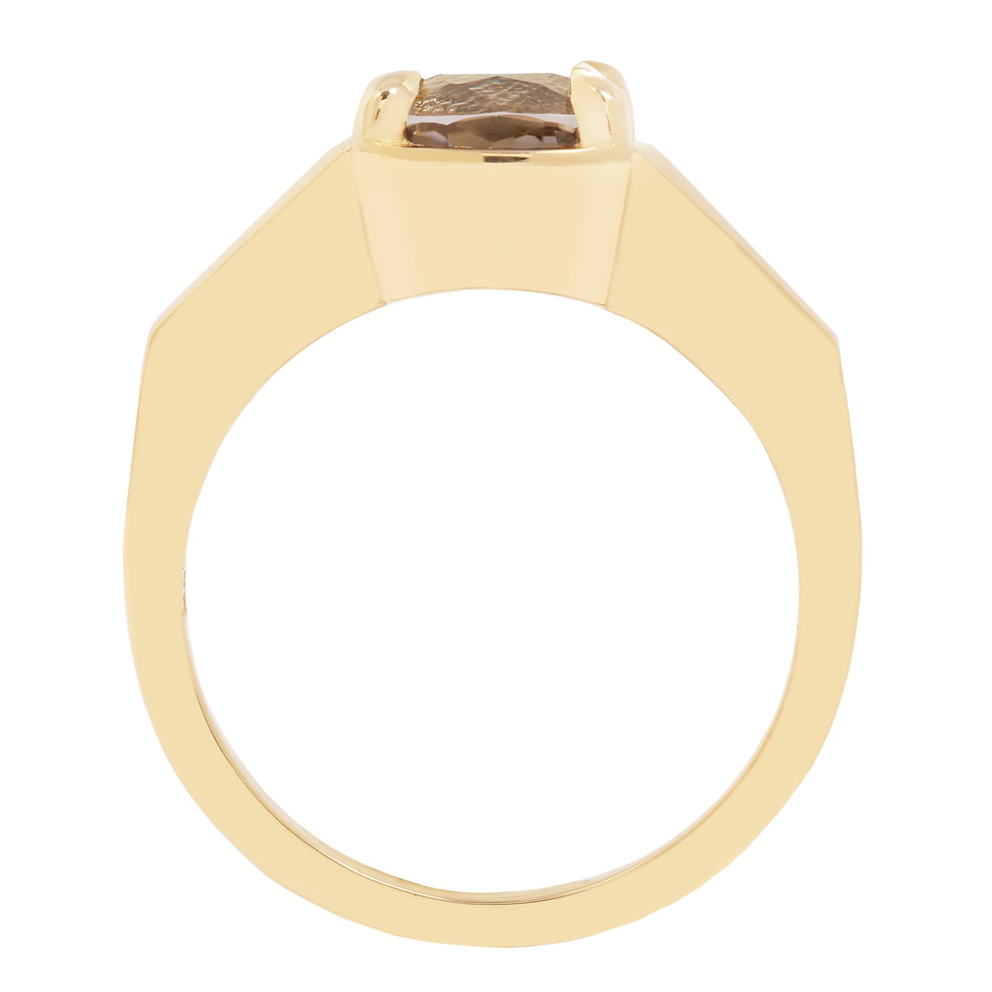Lauren Wolf - Gold ring with a central brown gemstone on a white background