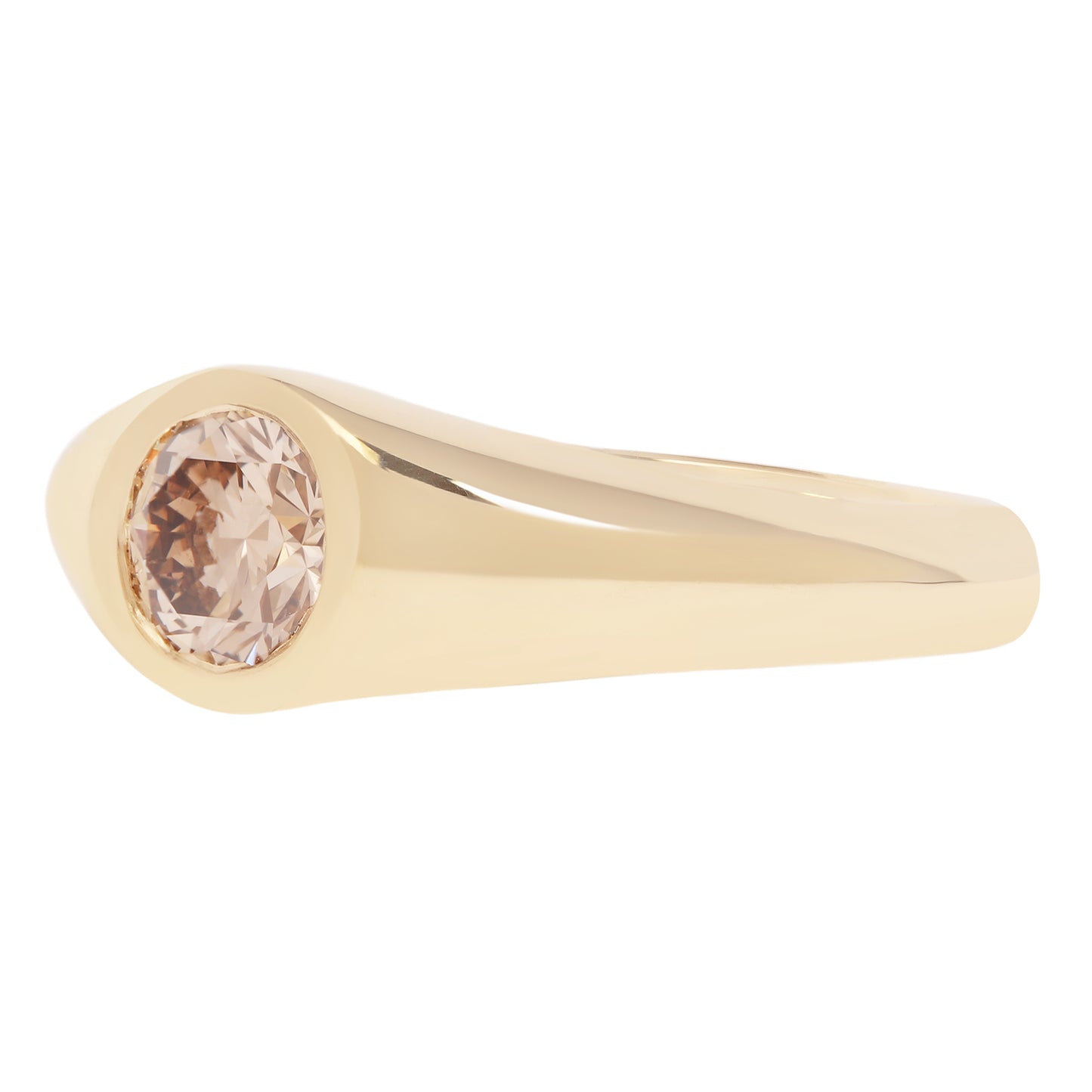 Lauren Wolf - Gold ring with a champagne diamond on a white background